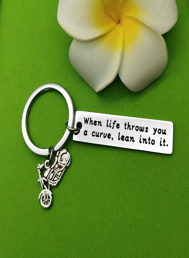 Baipilu Father's Day Gift Motorcycle Keychain When Life Throws You a Curve Lean into It keychain Bike Lover Gift motorcycle lover gifts for men Bike Gift Motorcycle Keychains for Husband Boyfriends - Image 3