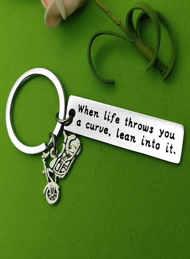 Baipilu Father's Day Gift Motorcycle Keychain When Life Throws You a Curve Lean into It keychain Bike Lover Gift motorcycle lover gifts for men Bike Gift Motorcycle Keychains for Husband Boyfriends - Image 4