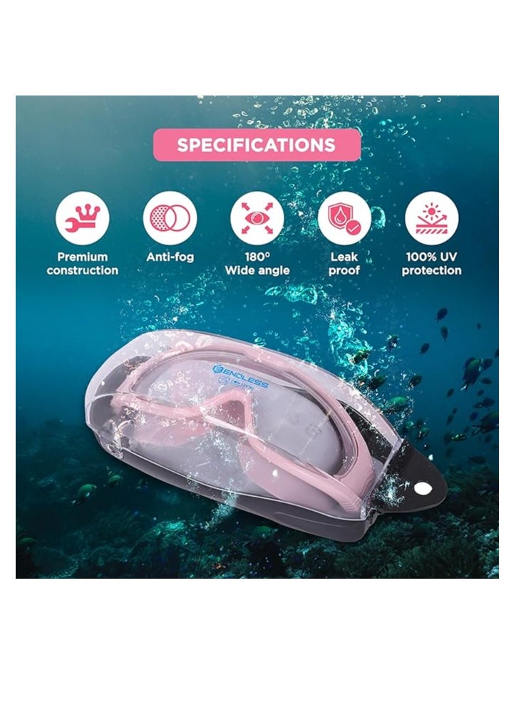 ENDLESS  Premium Swimming Goggle with Anti-Fog and UV Protection | Stylish Big Frame for more Visibility | Soft Silicone Gasket for Leak Proof | With Hard Case  - Image 2