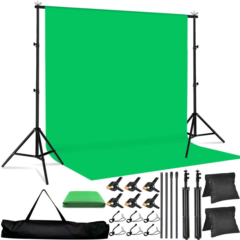 LOOWVY Green Screen Backdrop Kit 10x6.6ft with Tripod Stand, Chroma Key Background System for Video Shooting, Live Streaming, Photo Studio, Content Creation and Virtual Backgrounds - Image 1