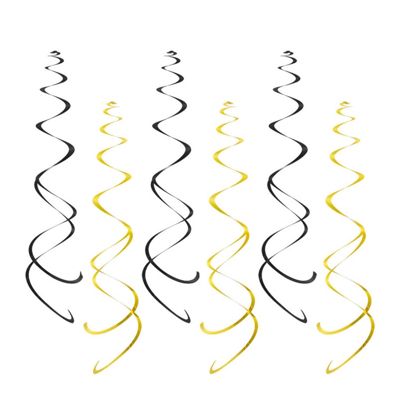 AimtoHome Party Swirl Decorations Black and Gold Foil Ceiling Hanging Swirl Decoration Whirls Decorations for Birthday  Wedding  Anniversary  Graduation Party Supplies Pack of 20