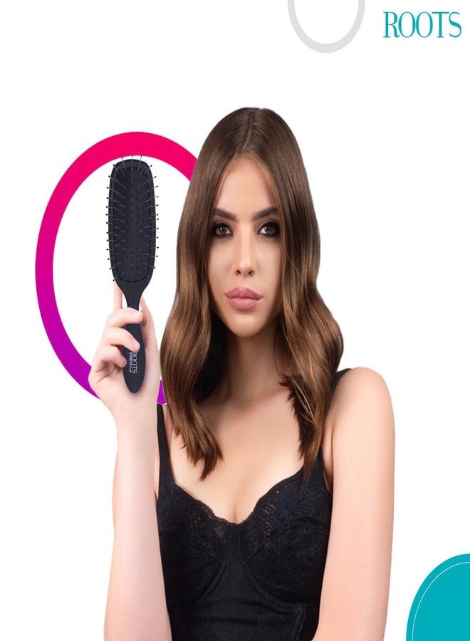 روتس فرشاة شعر ROOTS Zero Tangle ذات المقبض الأسود | شعيرات ناعمة ومتينة | فك تشابك الشعر الحساس/الرطب/الجاف دون إتلافه | للرجال والنساء | الطول: 6 بوصات، رقم الموديل: RZTX-NR - Image 5