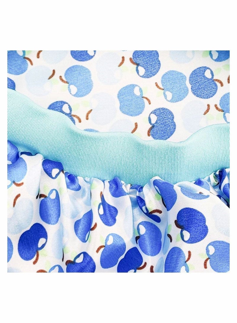 Bluejw Shower Cap, Stain Bonnet Baby Silk Sleep Cap Elastic Reusable Bathing Hair Band Flower Printed Hat Environmental Protection Bath Caps for Toddler Child Teens Kid, Blue - Image 4