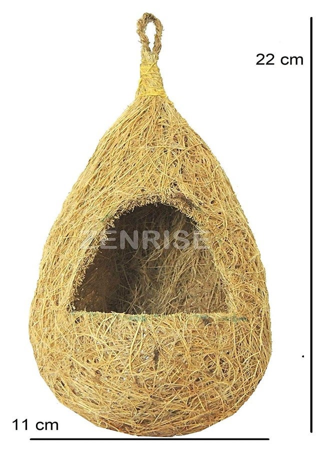 ZENRISE عش طيور من الألياف الطبيعية من زينرايز، مناسب لأقفاص الطيور والشرفات، بيج - 3 قطع - Image 2