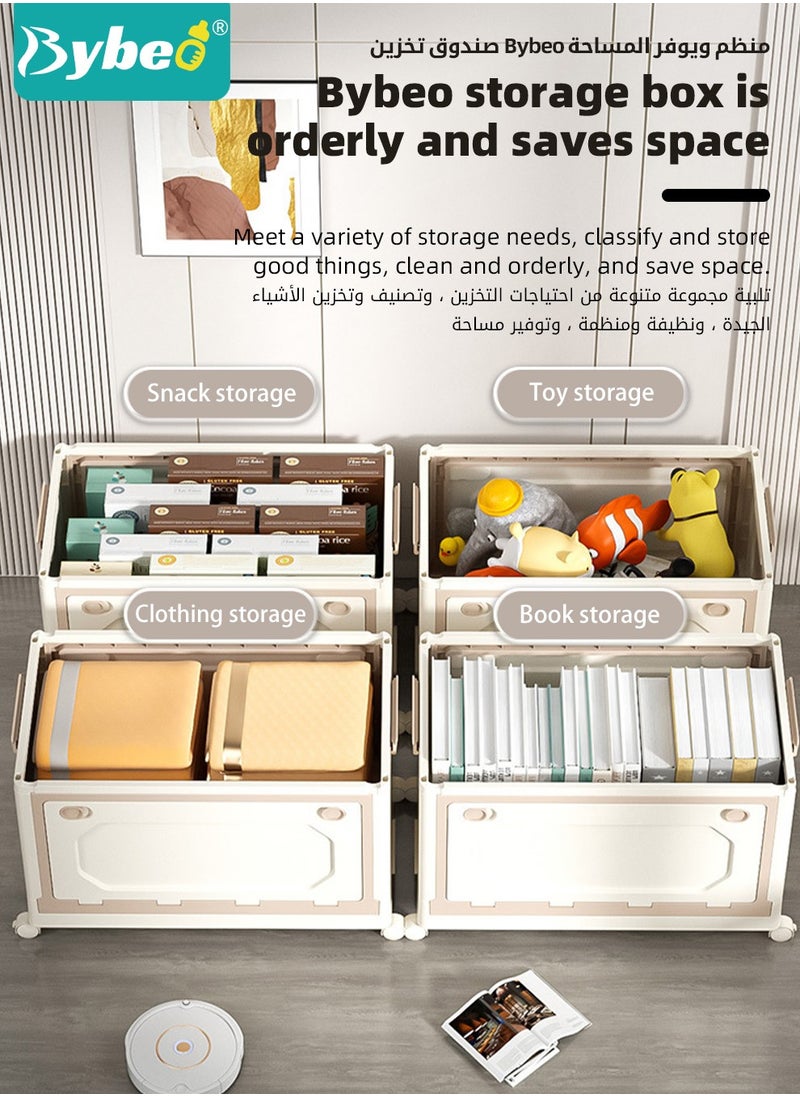 Bybeo - Baby Toy Storage Box With Wheels and Removable Lid and Handle, Children's Toys and Cloth Storage Bin, Organizer, Basket, Trunk for Kids Boys and Girls, Toddlers and Baby Nursery Room, Enough Capacity. - Image 1