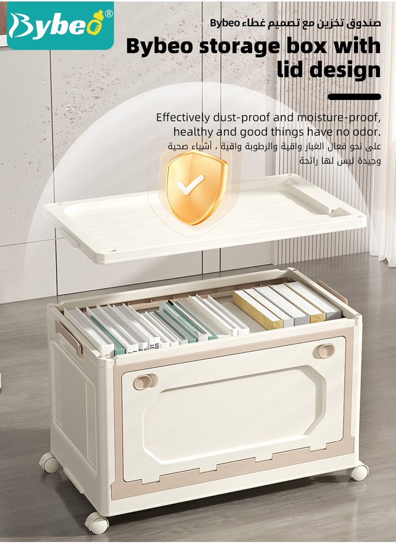 Bybeo - Baby Toy Storage Box With Wheels and Removable Lid and Handle, Children's Toys and Cloth Storage Bin, Organizer, Basket, Trunk for Kids Boys and Girls, Toddlers and Baby Nursery Room, Enough Capacity. - Image 1
