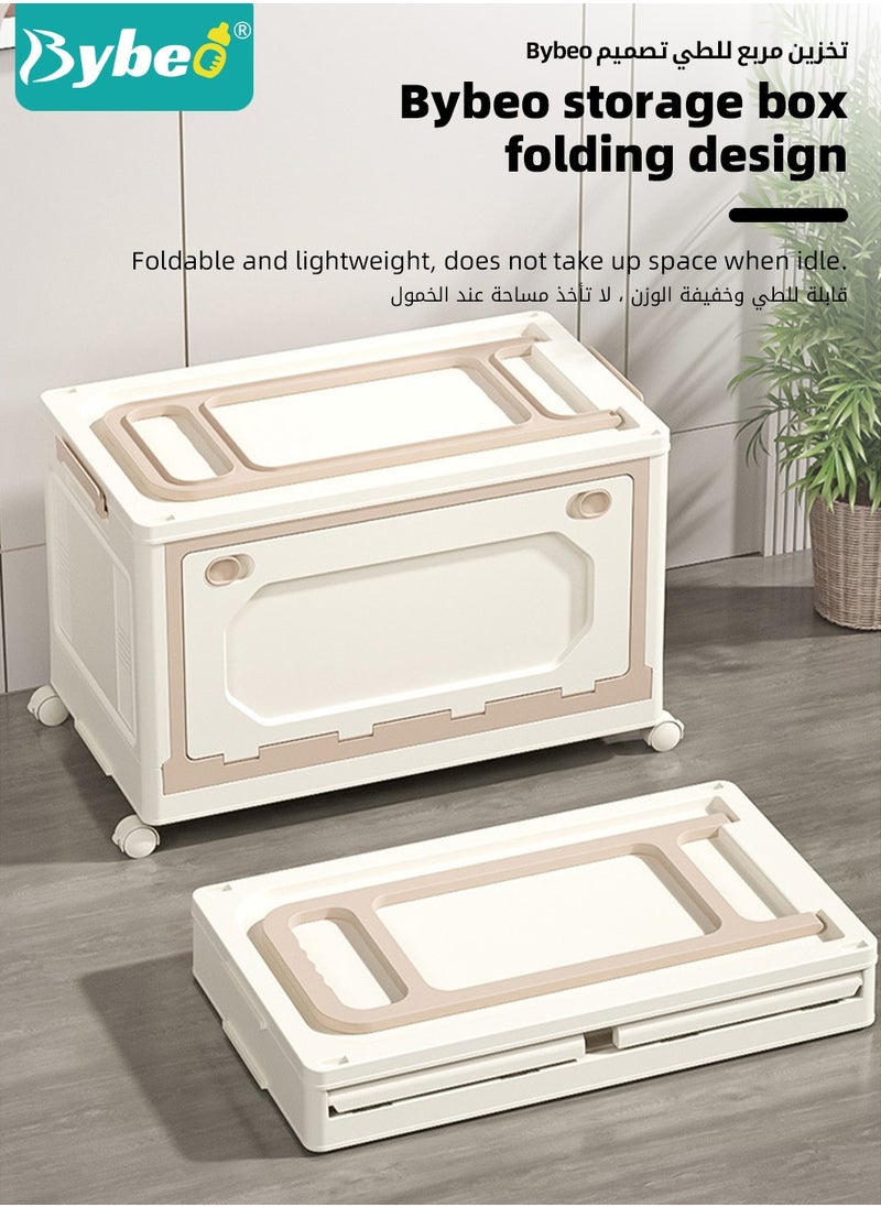 Bybeo - Baby Toy Storage Box With Wheels and Removable Lid and Handle, Children's Toys and Cloth Storage Bin, Organizer, Basket, Trunk for Kids Boys and Girls, Toddlers and Baby Nursery Room, Enough Capacity. - Image 1