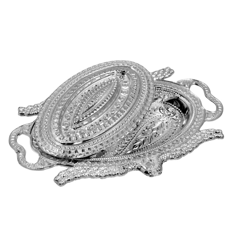 Drumstone [𝐁𝐞𝐬𝐭 𝐃𝐞𝐚𝐥𝐬 𝐨𝐟 𝐭𝐡𝐞 𝐘𝐞𝐚𝐫] Plastic Peacock Dry Fruit Silver Finish Serving Tray, Decorative Tray for Elegant Dry Fruit Serving and Special Occasions - Image 1