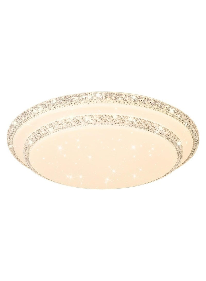HUA QIANG WANG Flush Mount Double Layer Crystal Ceiling Lamp, 3-color Modern Simple LED Ceiling Light for Bedroom Living Room Dining Room - Image 1