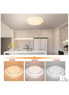 HUA QIANG WANG Flush Mount Double Layer Crystal Ceiling Lamp, 3-color Modern Simple LED Ceiling Light for Bedroom Living Room Dining Room  - Image 2
