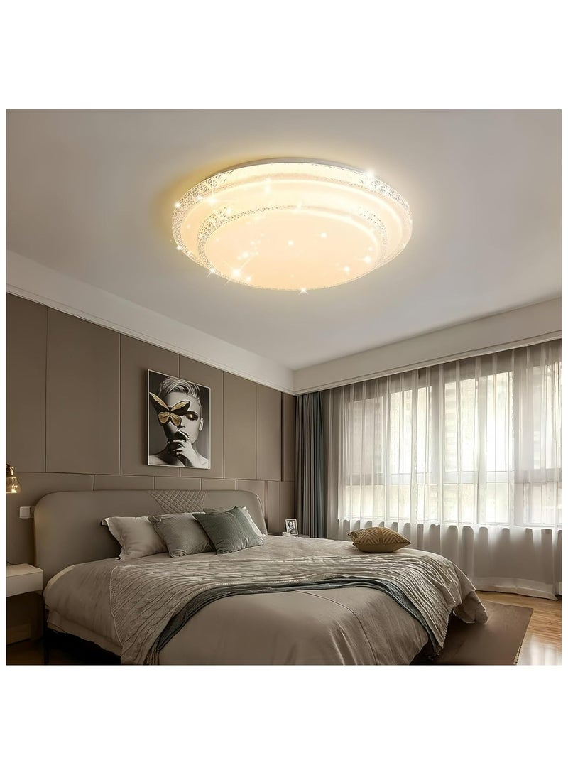 HUA QIANG WANG Flush Mount Double Layer Crystal Ceiling Lamp, 3-color Modern Simple LED Ceiling Light for Bedroom Living Room Dining Room - Image 4