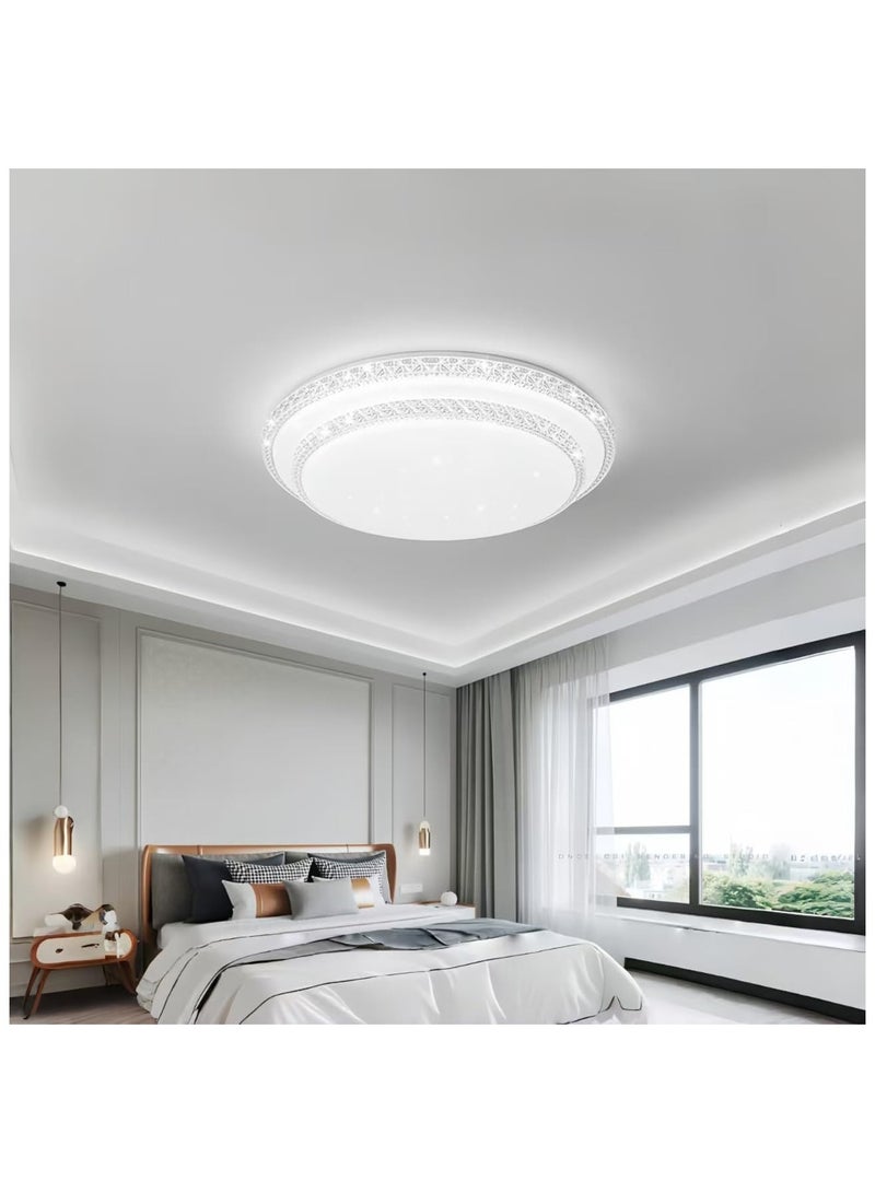 HUA QIANG WANG Flush Mount Double Layer Crystal Ceiling Lamp, 3-color Modern Simple LED Ceiling Light for Bedroom Living Room Dining Room - Image 5