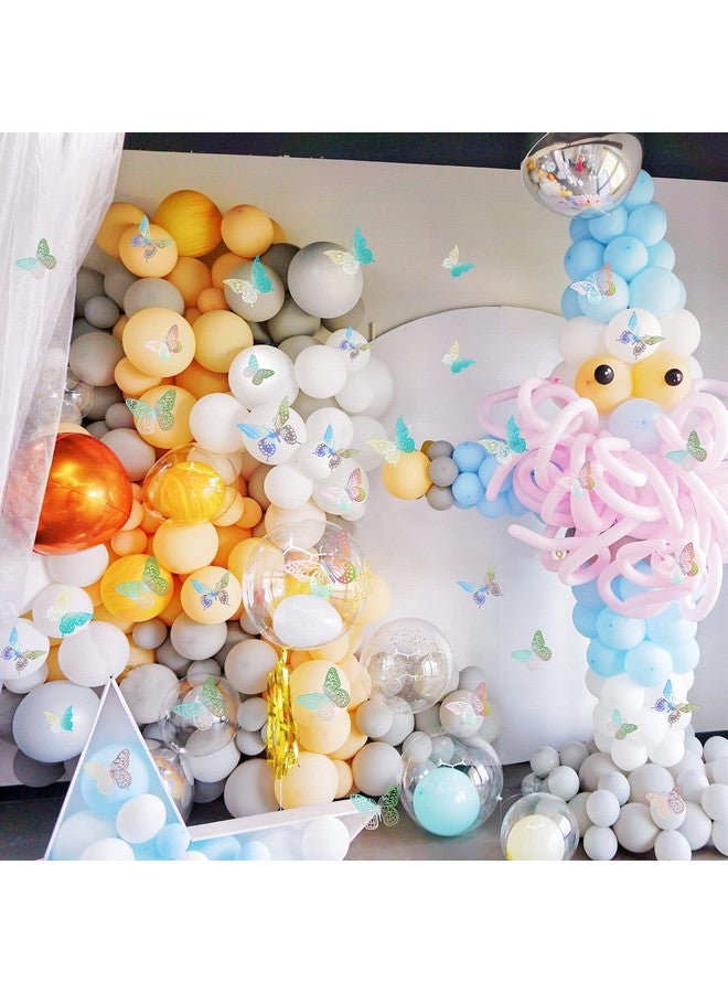 SAOROPEB 3D Butterfly Wall Decor 48 Pcs 4 Styles 3 Sizes, Butterfly Birthday Decorations Butterfly Party Decorations Cake Decorations, Removable Stickers (Laser) - Image 2