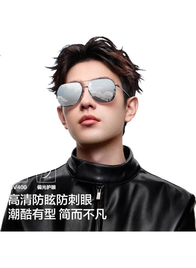 HLA Polarized Sunglasses, Stylish Aviator Sunglasses For Men, Uv Protection Driving Glasses For Women, Blue Frame With Mercury Lenses - Image 3