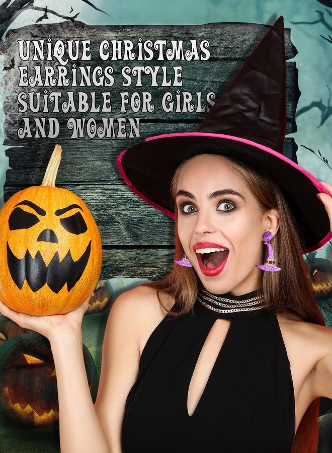 Nosiny 20 Pairs Halloween Earrings Skeleton Skull Earrings Bling Pumpkin Bat Ghost Dangle Earrings Jewelry for Women, Spooky - Image 3