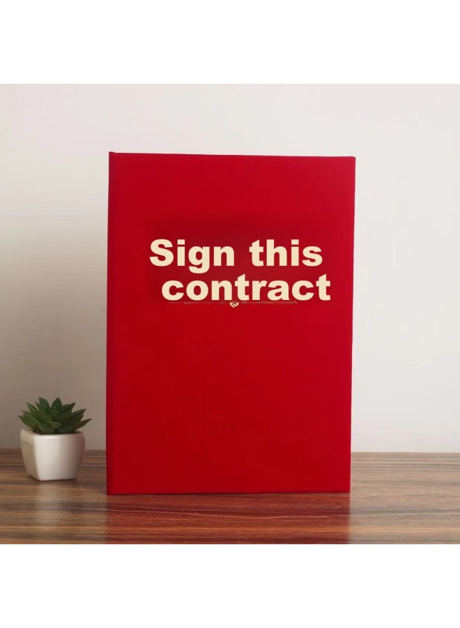 Tianshun Red Velvet Business Signing Book, Document Folder, Signing Book, File Folder, Contract Folder, Agreement Folder, Contract Book, Ceremony Book, Can Be Placed, Velvet Horizontal Style Signing Book A405 - Image 1