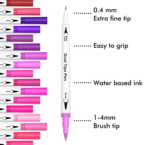 Lelix 120 Colors Dual Tips Brush Pens Art Markers with a Coloring Book, Brush and Fine Point Pens Fineliner for Adults Kids Coloring Books Calligraphy Journaling Lettering Drawing - Image 3