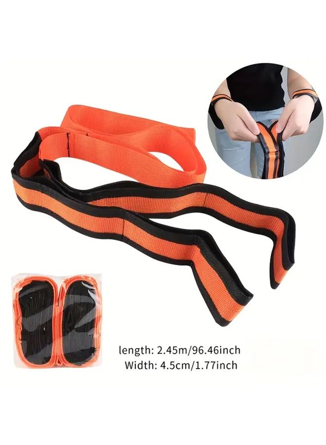 2pcs Heavy Duty Orange Moving Straps Adjustable Length 2.45m 8ft Durable Polyester With Ergonomic Handles For Furniture - Image 1