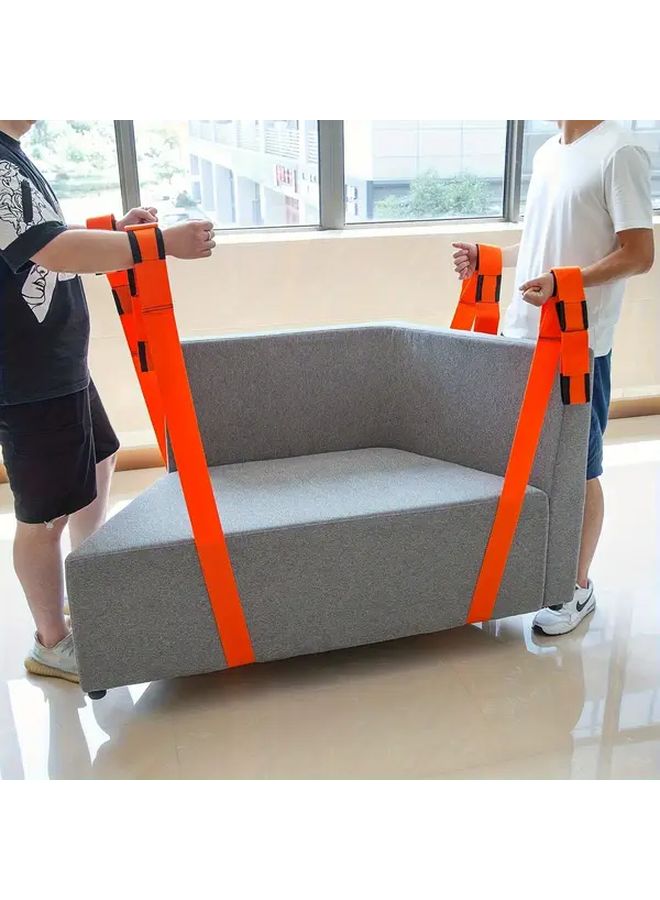 2pcs Heavy Duty Orange Moving Straps Adjustable Length 2.45m 8ft Durable Polyester With Ergonomic Handles For Furniture - Image 2