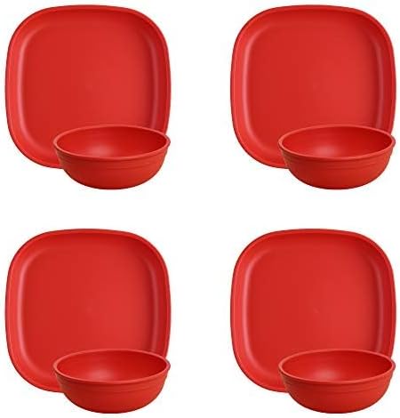 RePlay Toddler Plates  9 In and Bowls  20 Oz  Kids Plates and Bowls Microwave and Dishwasher Safe  Set of 4x4  Red - Image 5