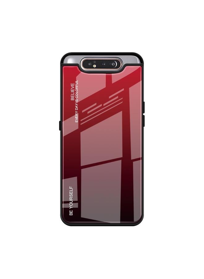 اس-توب جراب لهاتف Galaxy A80، جراب زجاجي متدرج الألوان - Image 2