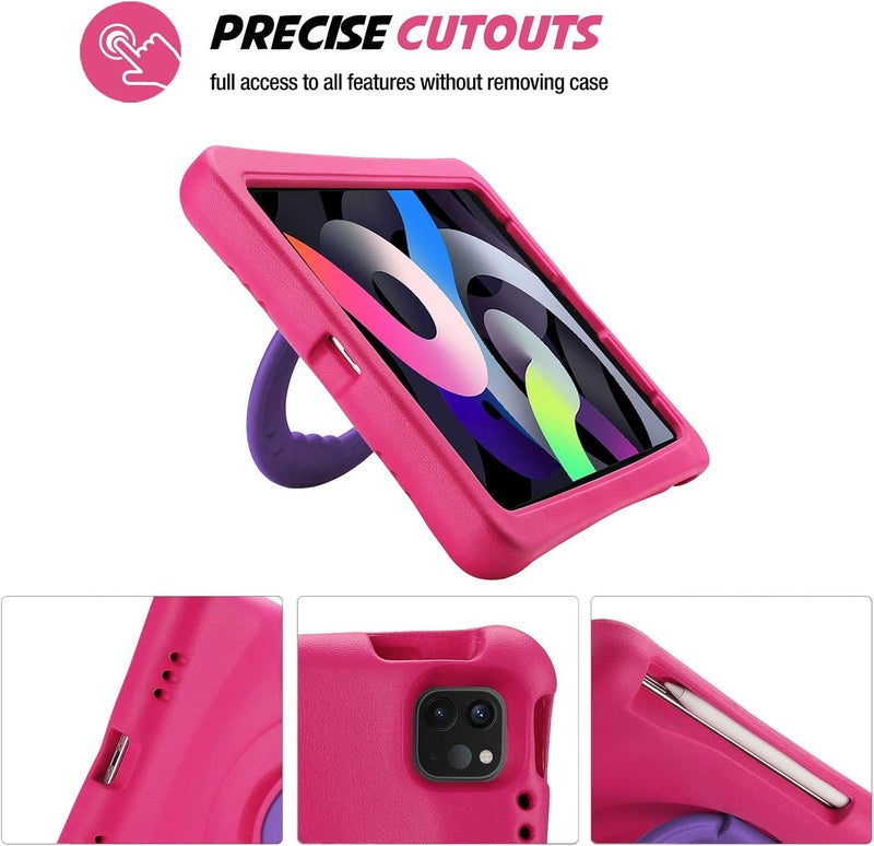 Procases Kids Case For Ipad Air 10.9'' 5Th Gen 2022/4Th Gen 2020, Ipad Pro 11 2020/2018, Shockproof Rotate Handle Fold Stand Lightweight Kids Friendly Case –Magenta - Image 2