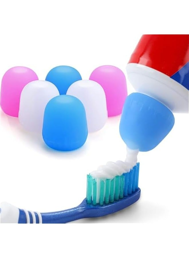 Silicone Toothpaste Cap 6 Pack - Self Closing Squeezer for Kids and Adults - Hygienic Organizer Box - Bathroom Essentials - Image 1