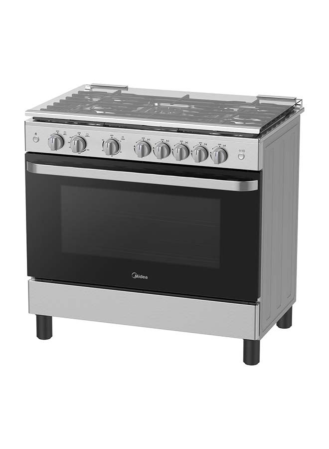 Midea 90x60cm Freestanding Cooker, Full Gas Cooking Range with 5 Burners, Automatic Ignition & Full Safety, Cast Iron Pan Support, Stainless Steel Finish, Separate Knob for Oven & Grill MFO-MG36LE-SS MFO-MG36LE-SS silver MFO-MG36LE-SS silver - Image 1