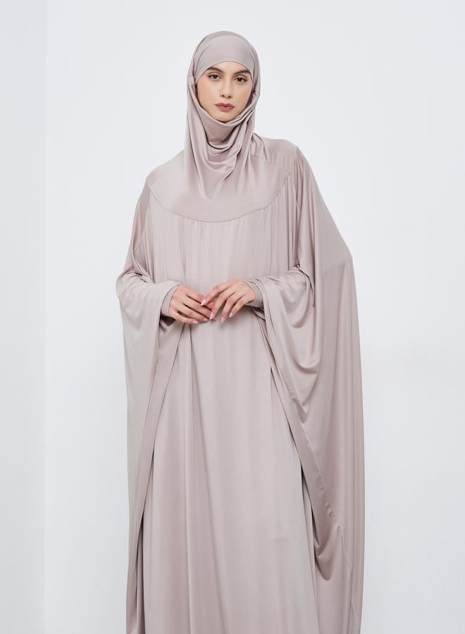 Take Two Grey Batwing Sleeve Hooded Abaya - Image 2