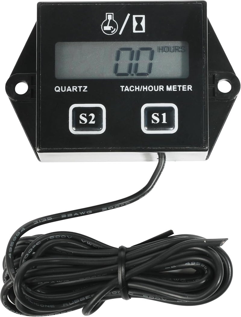 RACOONA Digital Tachometer & Hour Meter for Small Engines, Car Accessories, Waterproof, Inductive, Suitable for Lawn Mower, Tractor, Generator - Image 1