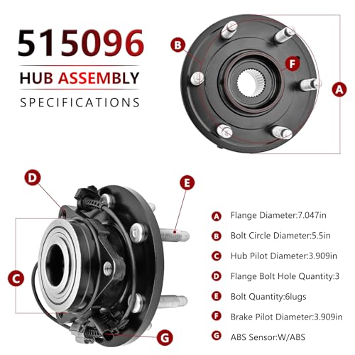 JLEO 4WD Front Wheel Hub bearing 515096 for 2007-2013 Chevy Avalanche/Silverado/Suburban 1500 Tahoe,for 2007-2014 GMC Yukon/Yukon XL 1500/Sierra 1500,for 2007-2014 Cadillac Escalade Hub Assembly - Image 4