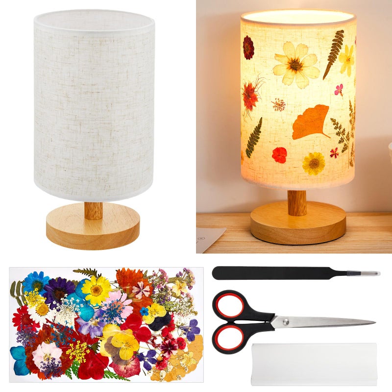 Hortsun Pressed Flower Lamp Vintage Table Small Lamp Cottagecore Decor Boho Night Light Decorative Rustic Night Light for Bedroom, Living Room or Office, Valentine Gift for Women(DIY Style) - Image 1