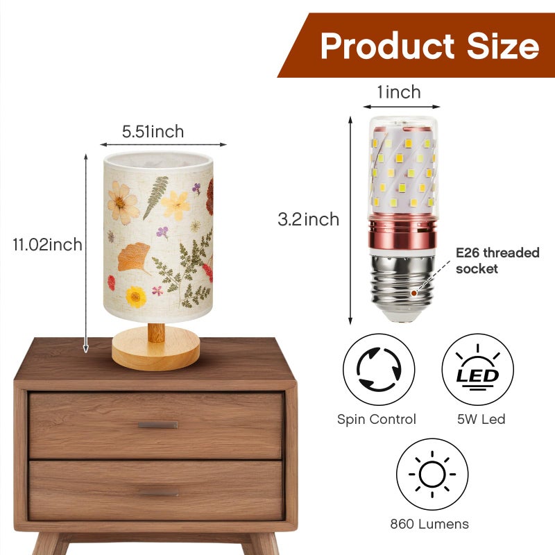 Hortsun Pressed Flower Lamp Vintage Table Small Lamp Cottagecore Decor Boho Night Light Decorative Rustic Night Light for Bedroom, Living Room or Office, Valentine Gift for Women(DIY Style) - Image 3