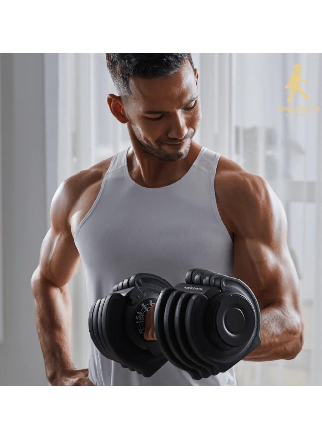 Kingsmith 18KG adjustable dumbbell (1 pc) | 4 weight plates | adjustable weight from 1.5 - 18kg | non-slip handle | Safety Lock Design | Black - Image 2