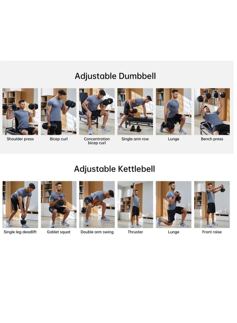 Kingsmith 18KG adjustable dumbbell (1 pc) | 4 weight plates | adjustable weight from 1.5 - 18kg | non-slip handle | Safety Lock Design | Black - Image 4