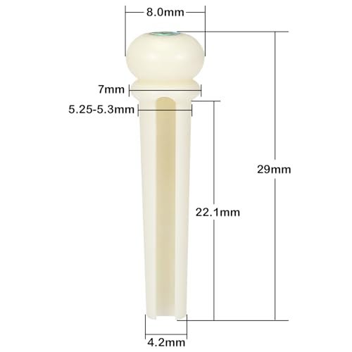 Blisstime 6pcs Guitar Bone Bridge Pins Replacement Parts with Abalone Dot - Image 2