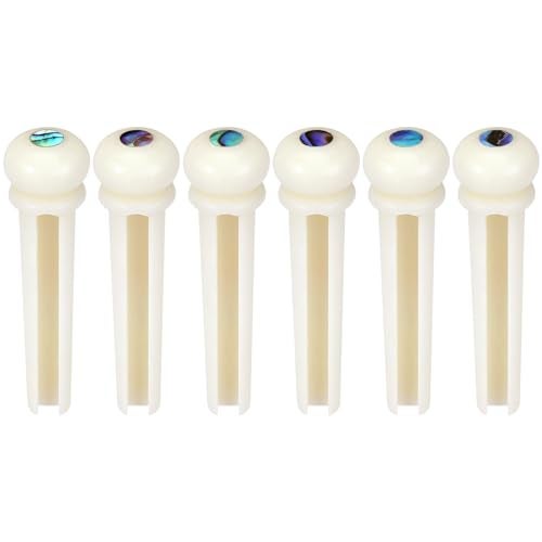 Blisstime 6pcs Guitar Bone Bridge Pins Replacement Parts with Abalone Dot - Image 3