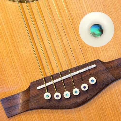 Blisstime 6pcs Guitar Bone Bridge Pins Replacement Parts with Abalone Dot - Image 5