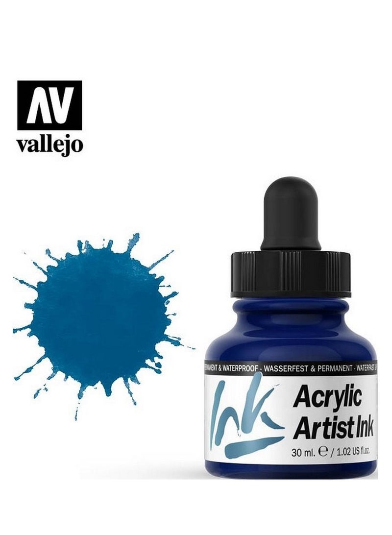 حبر أكريليك للفنانين أزرق بروسي 30 مل - حبر أكريليك أزرق غامق للفنانين - (60008)