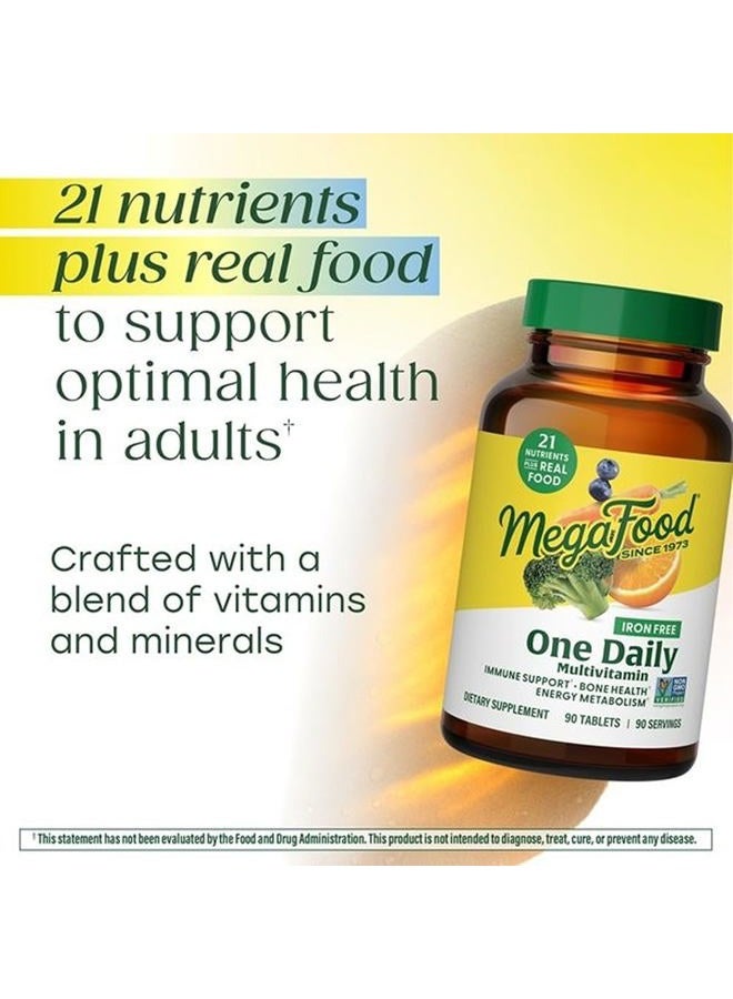 MegaFood One Daily Iron Free Multivitamin - Adult Multivitamin for Men & Women - with Real Food - Immune Support - Bone Health - Energy Metabolism - Vegetarian; Non-GMO; No Iron - 90 Tablets - Image 3
