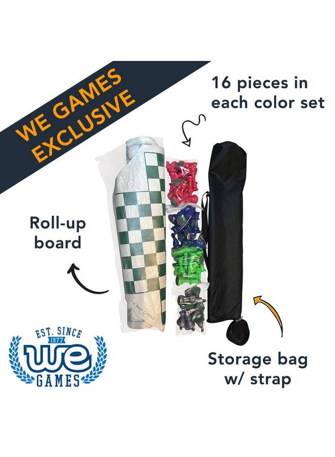 WE Games طقم شطرنج لأربعة لاعبين من WE Games، لوحة شطرنج لشطرنج الفرق، لعبة شطرنج مدمجة تصل إلى 4 لاعبين، أطقم شطرنج فريدة للبالغين والأطفال، سجادة شطرنج قابلة لللف مع 4 أطقم من قطع الشطرنج - Image 3