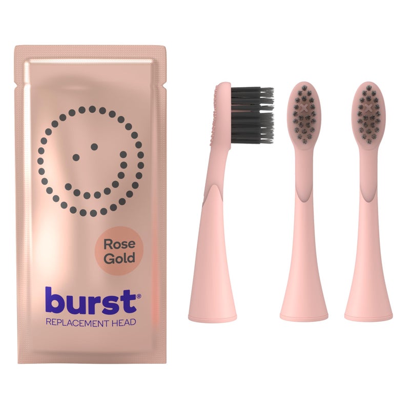 BURST Genuine Replacement Heads for Original Sonic Electric Toothbrush Rose Gold3 Pack Ultra Soft Bristles for a Deep Clean Stain Plaque Removal