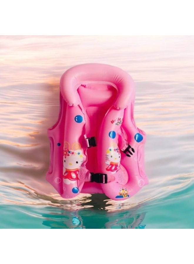 Hello Kitty Hello Kitty Kids Inflatable Life Jacket – Pink Safety Vest for Ages 4-6  SIZE19 – Pool, Beach, & Boating Gear - Image 2