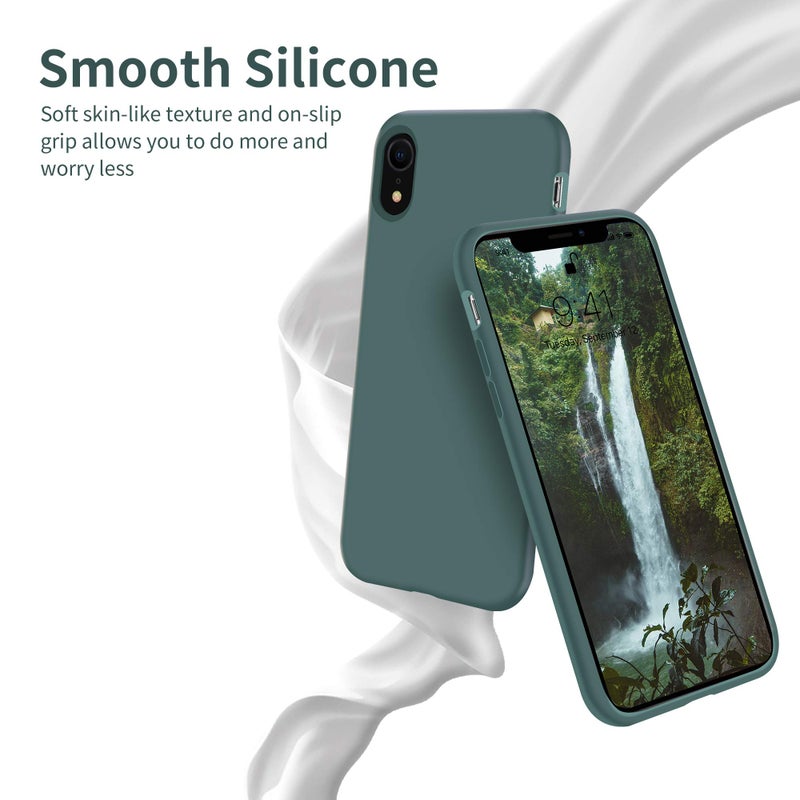 OTOFLY iPhone XR Case, Military Grade Drop Protection, Premium Soft Liquid Silicone Rubber Full-Body Protective Bumper Case for iPhone XR 6.1 inch (Pine Green) - Image 3