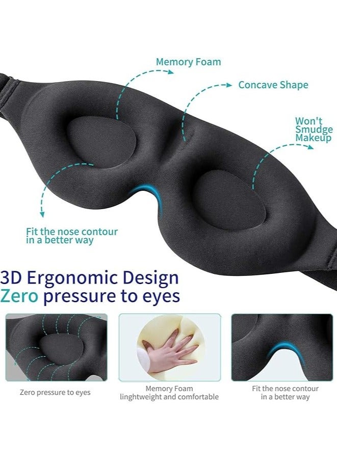 general 3D Sleeping Masks for Men and Women, Upgraded Eye Mask, Contoured Mask with Adjustable Shoulder Straps, Breathable and Soft, Suitable for Sleep, Black - Image 3