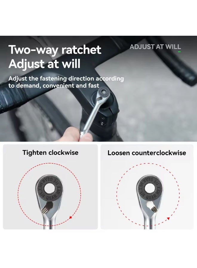 ROCKBROS Bike Repair Tools Multifunctional Ratchet Wrench Set Compact Folding Combination Aluminum Bicycle Ratchet Tool Set - Image 2