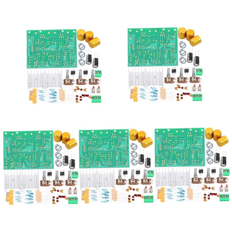 Stereo Amplifier Board Kit Dual Channel Treble Bass Control Easy Assembly 9X7 5X3CM Green 5pcs - Image 2