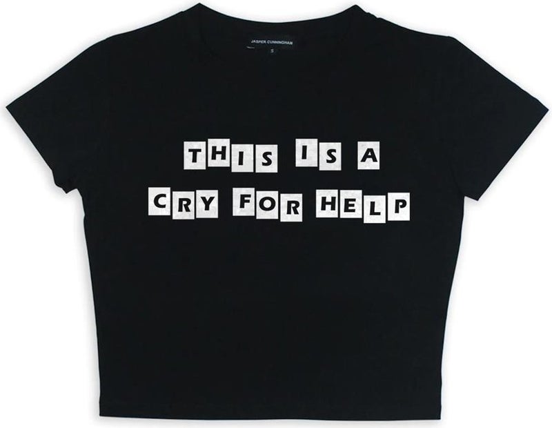 TouzModa This Is A Cry For Help Printed Black Crop - Image 4