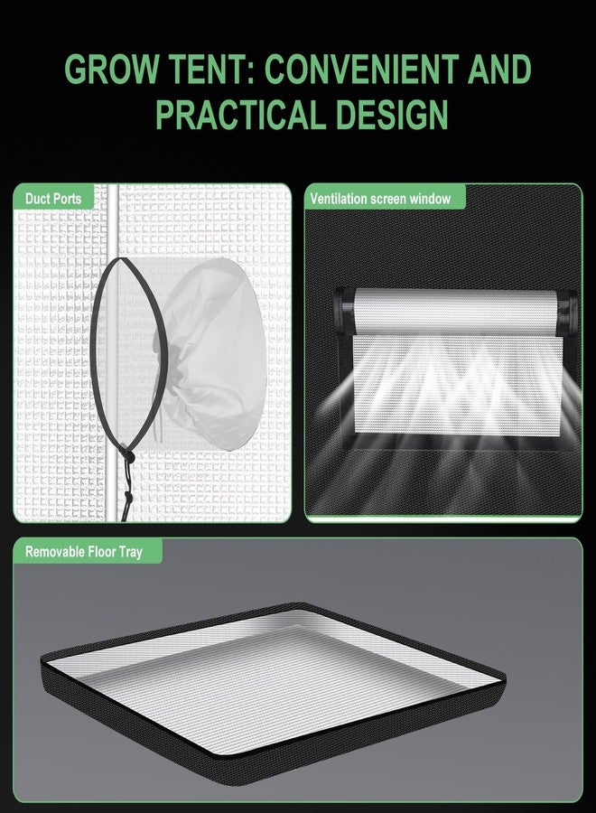 MELONFARM 2x2 Grow Tent, 24"x24"x32" Double Transparent Viewing Door Indoor Grow Tent, Growing Tent with High Reflective Mylar & Floor Tray, Plant Tent for Indoor Hydroponics Growing - Image 4