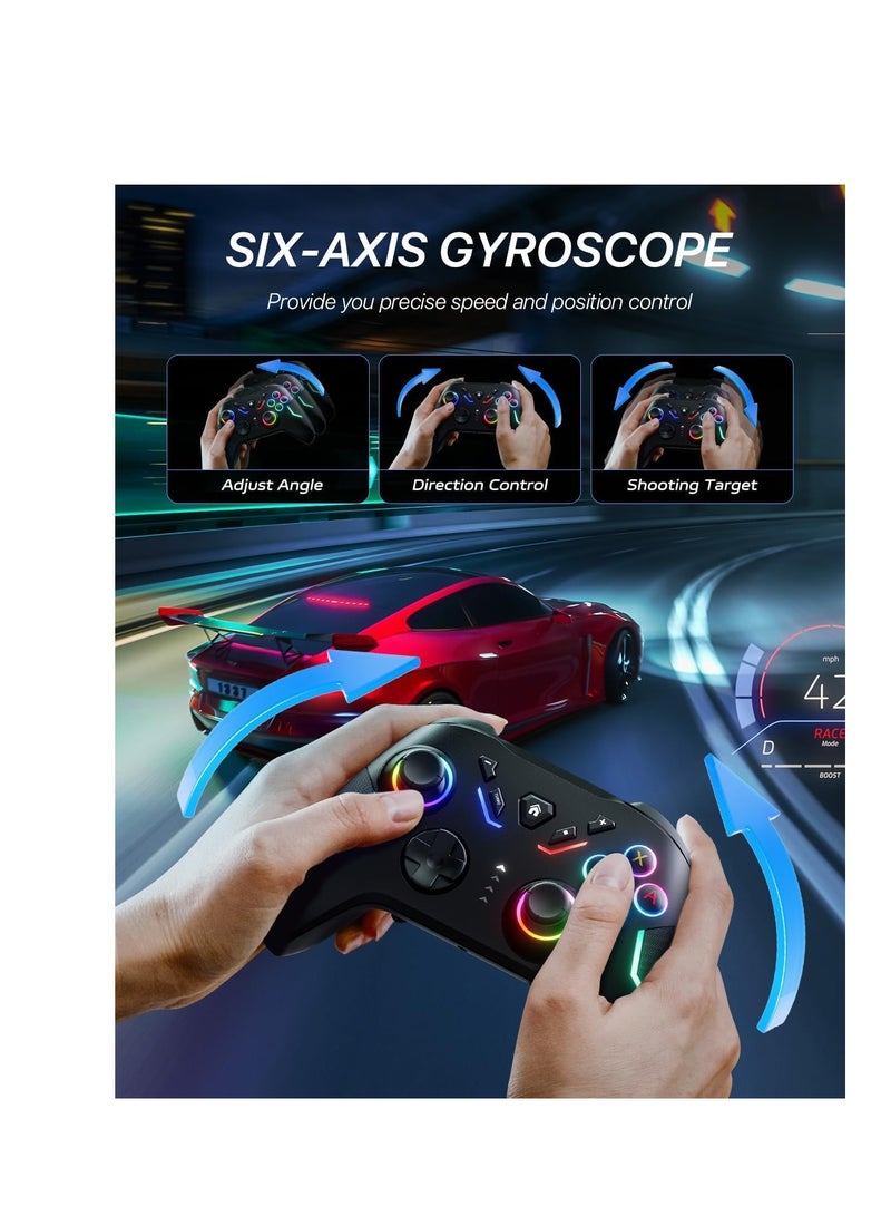 KASTWAVE Switch Controllers, Nin-tendo Switch Controller Compatible with Switch/Switch Lite/Switch OLED/IOS/Android/Windows, Wireless Switch Pro Controller with LED Color Light/Dual shock/Turbo/Motion Control - Image 5